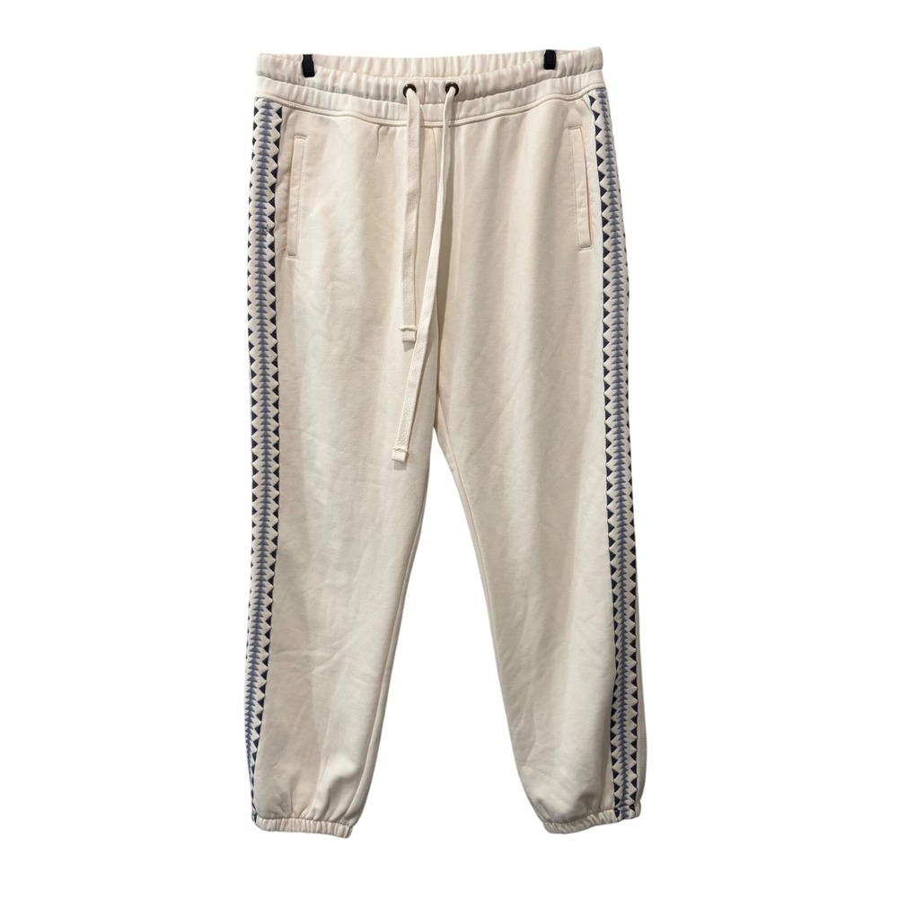 Sundance Joggers Womens Medium Cream Embroidered Geometric‎ Sweatpants Soft Cozy